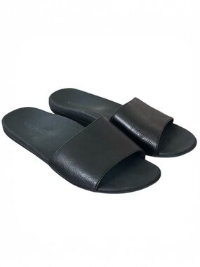 Vionic Val Black Leather Slide Sandals Orthotic Comfort Flip Flop Size 7.5